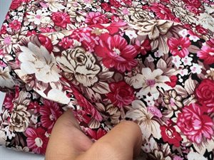 Poplin - romantiske blomster i pink